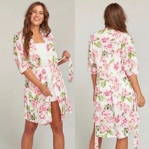 Floral Bathrobe by Show me your Mumu One Size Pink Womens Robe Short Sleeve